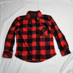 Nomad Red & Black Buffalo Check Plaid Button Down Fleece Flannel | Boys Size 3T